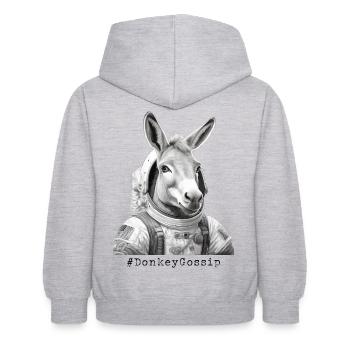 #DonkeyGossip - Astronaut Esel - Kinder Hoodie - Hellgrau meliert - Hinten - AI Model Kid Female (0cm)