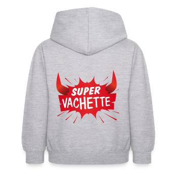 Super vachette ! fêtes et férias rouge et blanc - Sweat à capuche Enfant - gris clair chiné - Dos - AI Model Kid Female (0cm)