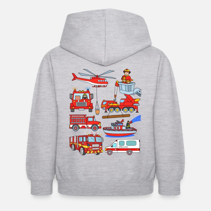 Pompiers Véhicules Ambulance Pompier - Sweat à capuche Enfant - gris clair chiné