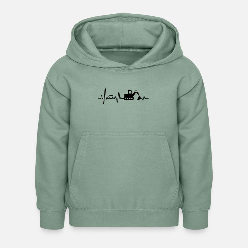 Bagger Baustelle Bauarbeiter Baggerfahrer Geschenk - Kinder Hoodie - Graugrün