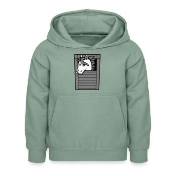 Écurie Cheval Poney Cheval Peeps Mignon - Sweat à capuche Enfant - vert-de-gris - Devant - AI Model Kid Female (0cm)