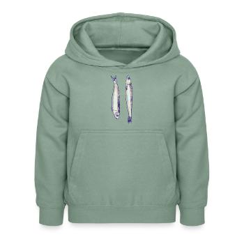 Deux sardines - Sweat à capuche Enfant - vert-de-gris - Devant - AI Model Kid Female (0cm)
