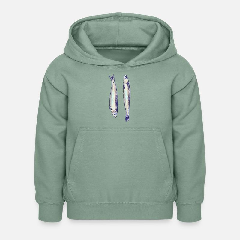 Deux sardines - Sweat à capuche Enfant - vert-de-gris