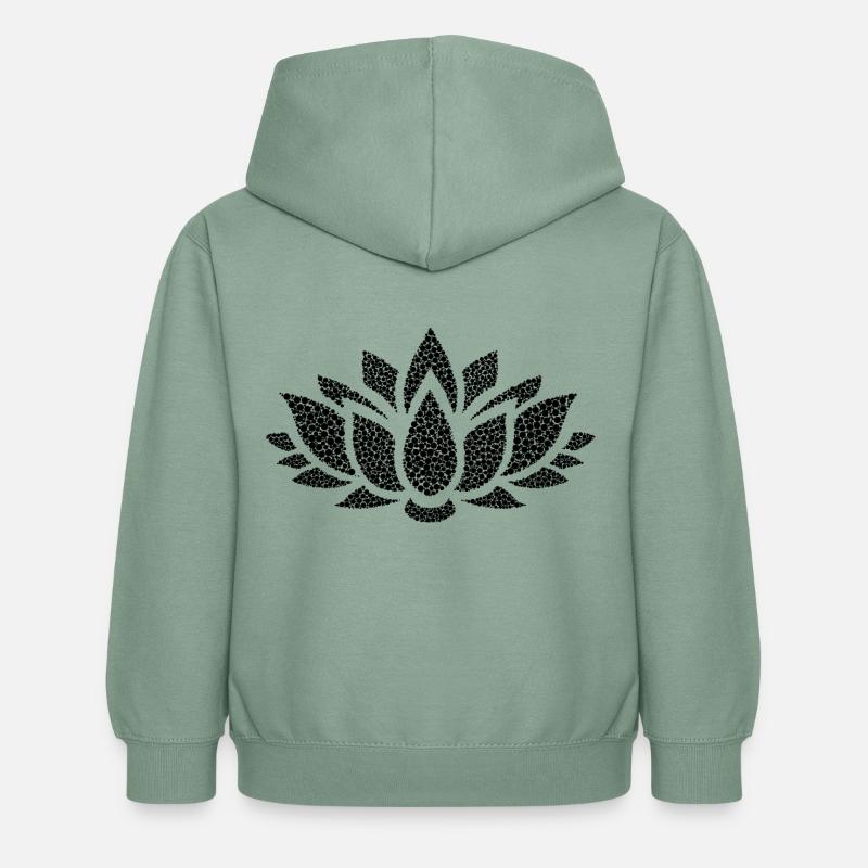Blume schwarz cool stylish modern Mode modisch - Sweat à capuche Enfant - vert-de-gris