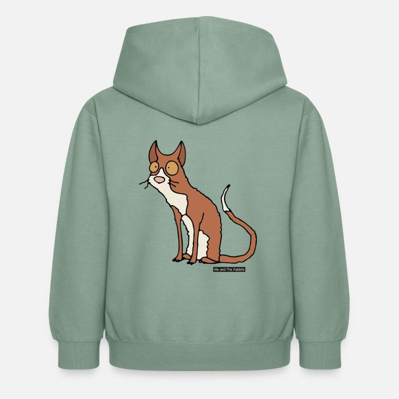 Cat - Rex Cornish - Sweat à capuche Enfant - vert-de-gris