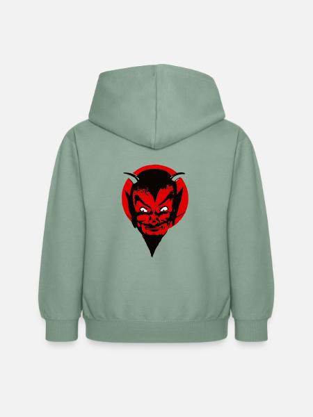 Böser Teufel mit Hörnern - Kinder Hoodie - Graugrün