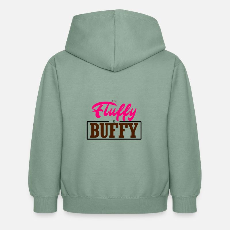 De Fluffy à Buffy - Sweat à capuche Enfant - vert-de-gris