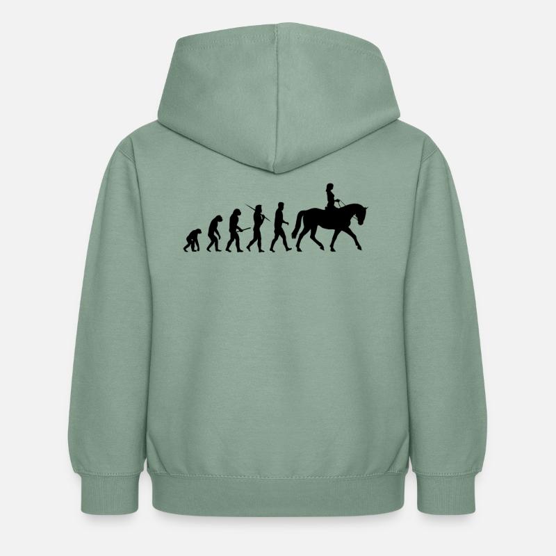 Evolution équitation, cadeau équestre - Sweat à capuche Enfant - vert-de-gris