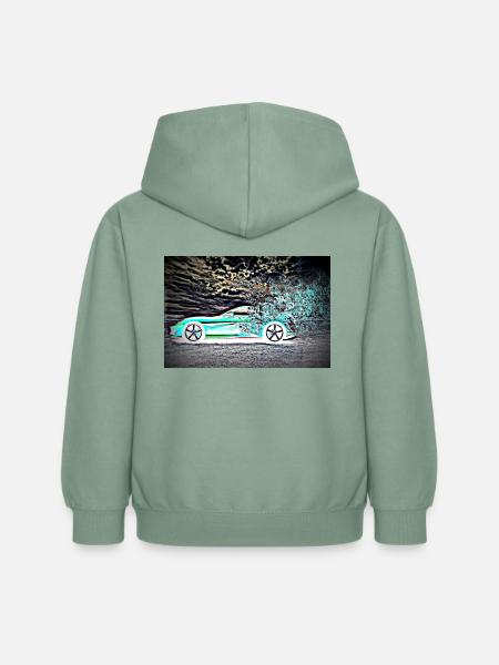 Sportwagen Neon - Kinder Hoodie - Graugrün