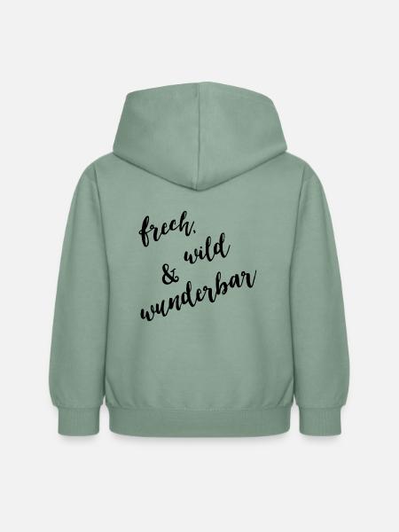 Frech, wild & wunderbar - Kinder Hoodie - Graugrün
