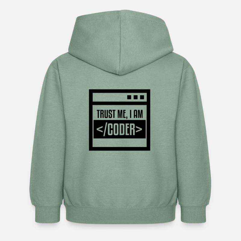 TRUST ME I AM CODER BLACK - Sweat à capuche Enfant - vert-de-gris