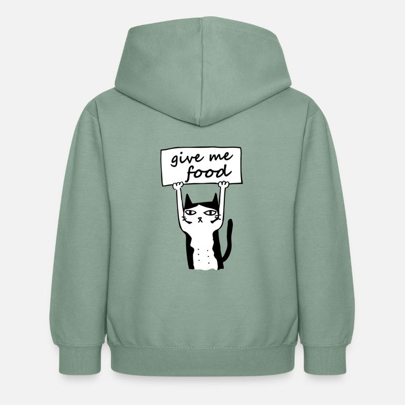 Mon chat - me donner à manger - Sweat à capuche Enfant - vert-de-gris