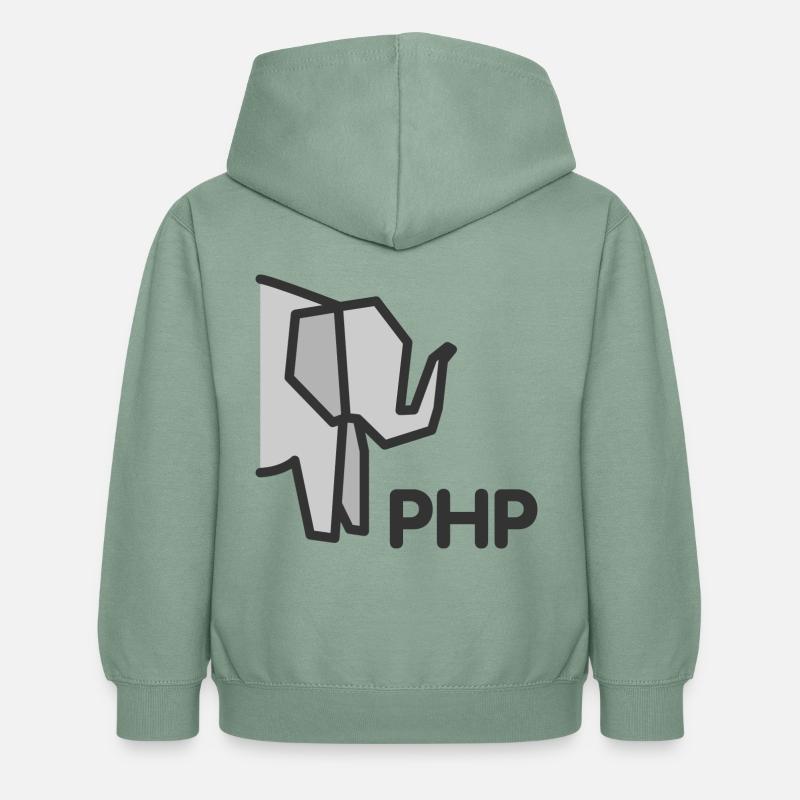PHP Elefant - Kinder Hoodie - Graugrün