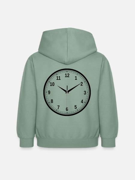 Uhr - Kinder Hoodie - Graugrün