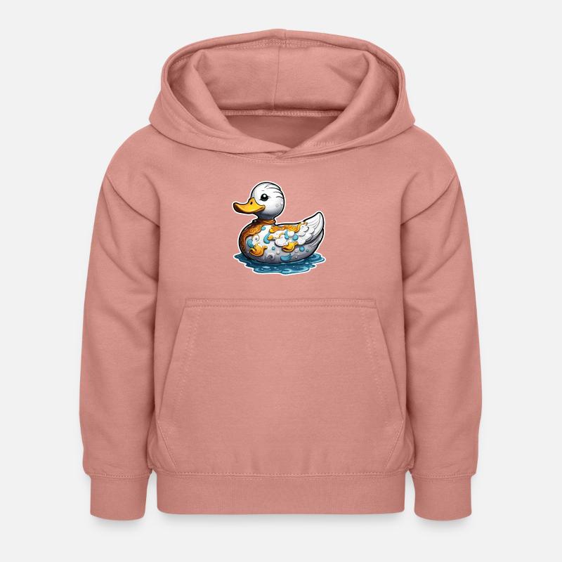 Canard en caoutchouc / canard en caoutchouc / eau / baignoire - Sweat à capuche Enfant - rose poudré