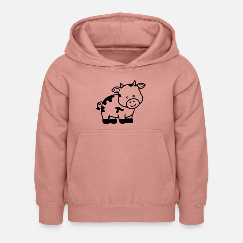 vache - Sweat à capuche Enfant - rose poudré