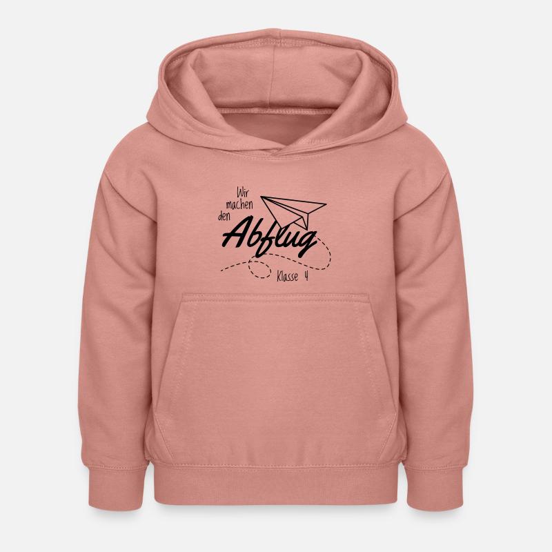 Abschlussshirt Grundschule Abflug - Kinder Hoodie - Altrosa