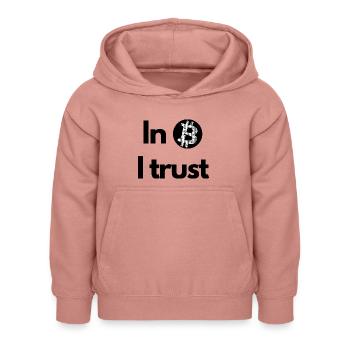 Crypto : Dans Bitcoin, nous faisons confiance au BTC - Sweat à capuche Enfant - rose poudré - Devant - AI Model Kid Female (0cm)