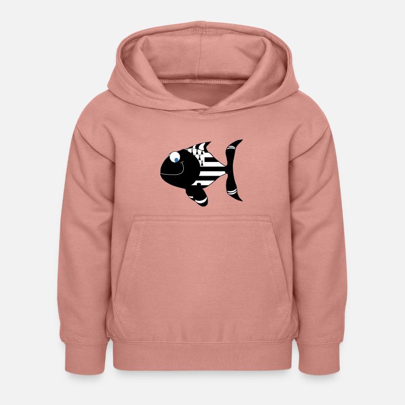 Bretagne Poisson - Sweat à capuche Enfant - rose poudré