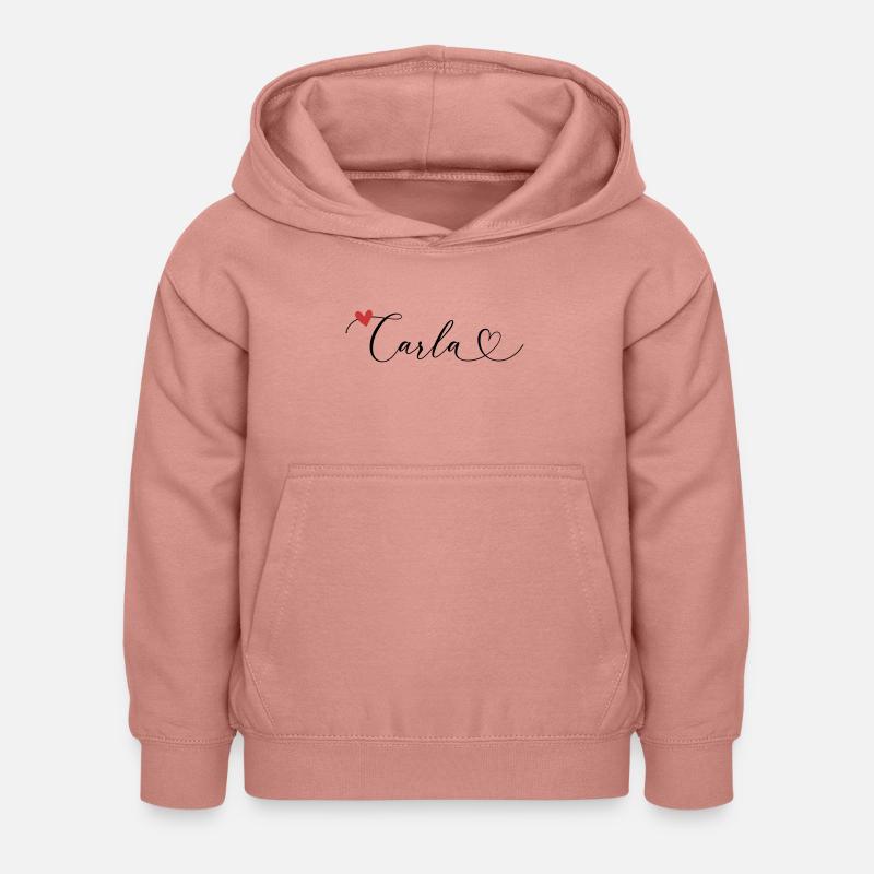 Carla Surname First name Calligraphy Heart - Kids Hoodie - dusky rose