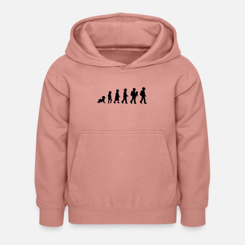 Evolution Schulkind Einschulung Junge - Kinder Hoodie - Altrosa