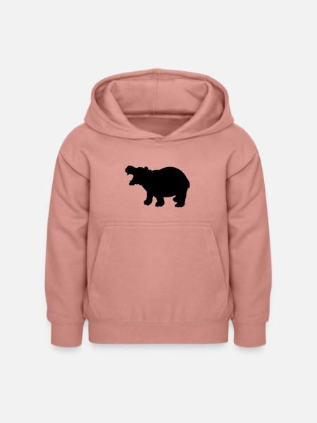 Nilpferd Silhouette Hippo - Kinder Hoodie - Altrosa