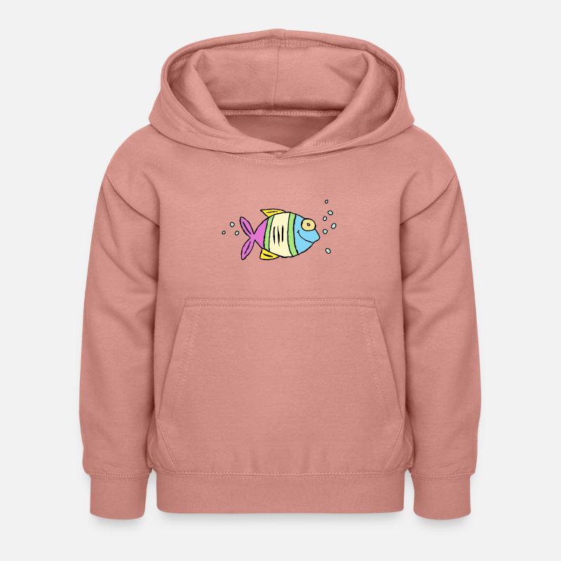Poisson Cichlide Eau Mer Graffiti Dessin - Sweat à capuche Enfant - rose poudré