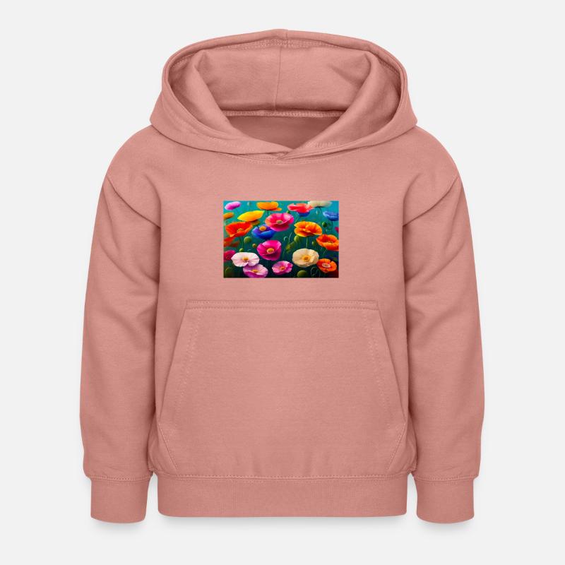 Coquelicots, peinture numérique - Sweat à capuche Enfant - rose poudré