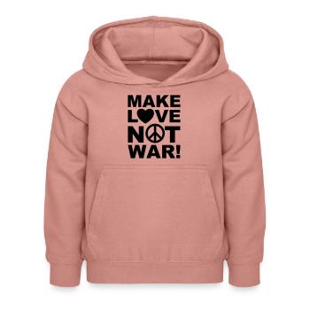 05 Make Love not war Herz Peace - Kinder Hoodie - Altrosa - Vorne - AI Model Kid Female (0cm)