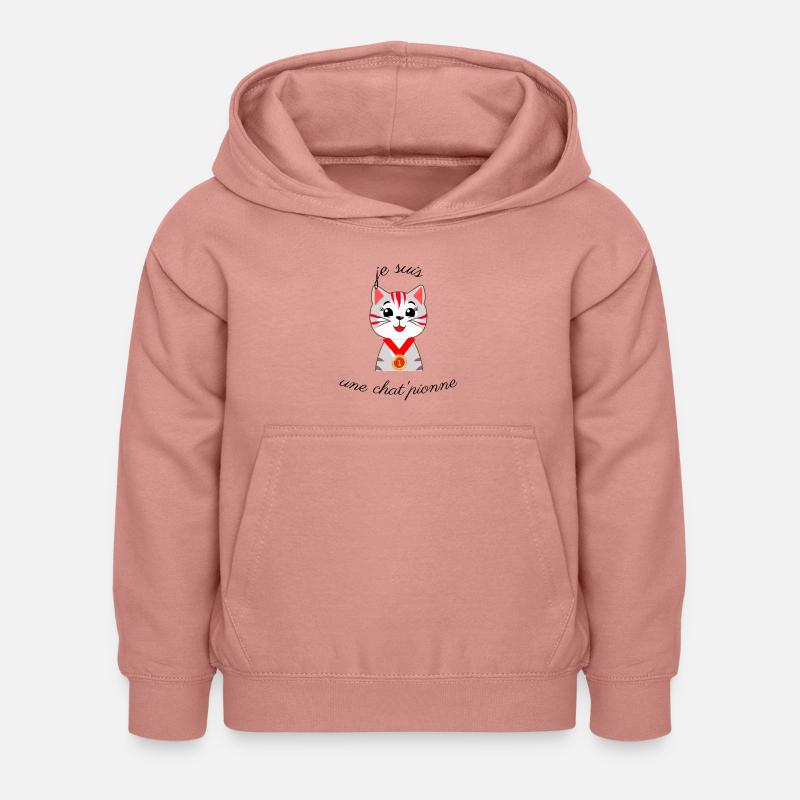 je suis une chat 'pionne - Sweat à capuche Enfant - rose poudré