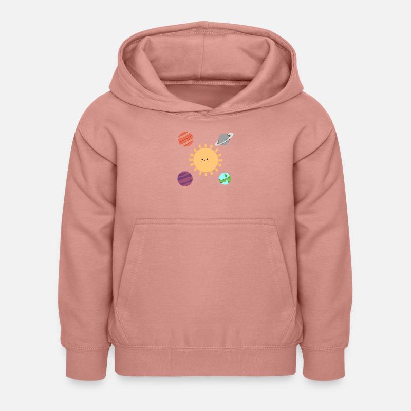 Soleil, Système solaire, Terre, Jupiter, Saturne, Mars, Vénus - Sweat à capuche Enfant - rose poudré