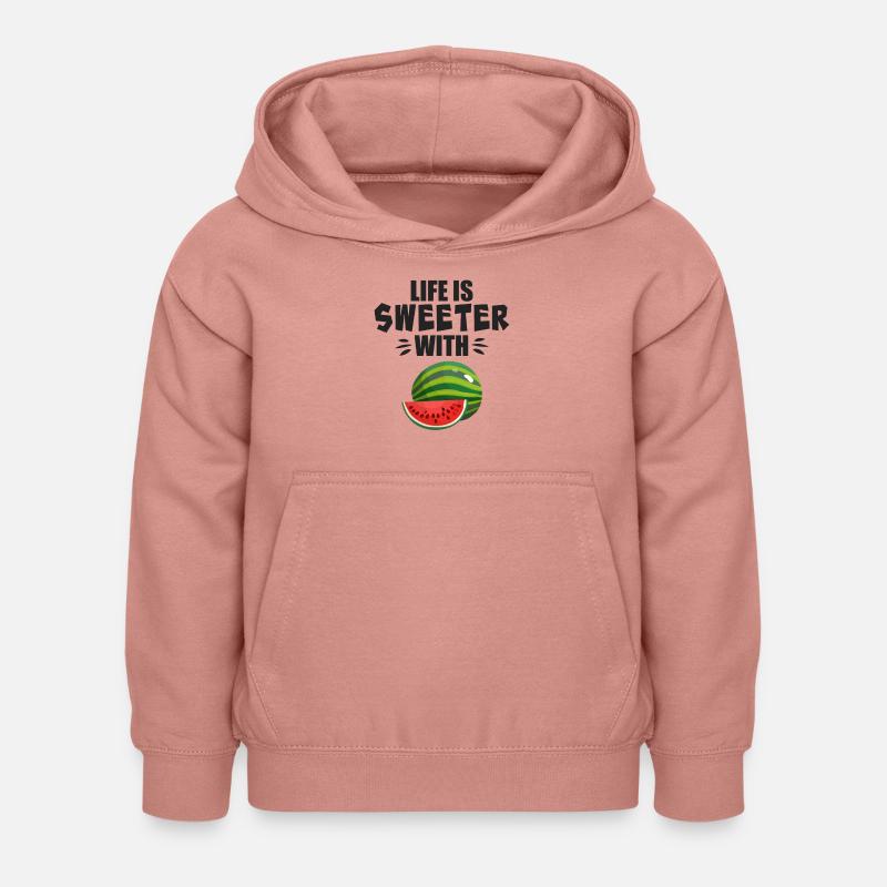 La vie est plus douce avec la pastèque - Sweat à capuche Enfant - rose poudré