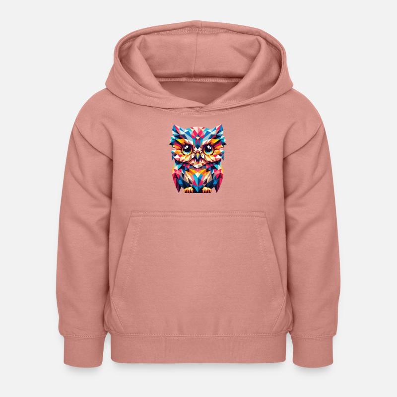 Polygon Eule geometrisch - Kinder Hoodie - Altrosa