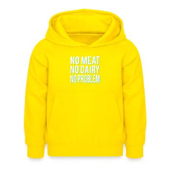 No meat, no dairy, no problem, vegans - Kids Hoodie - yellow - Front - AI Model Kid Female (0cm)