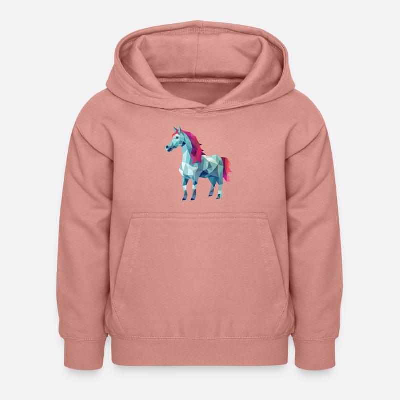 Cheval blanc en design d’art polygonal rose - Sweat à capuche Enfant - rose poudré