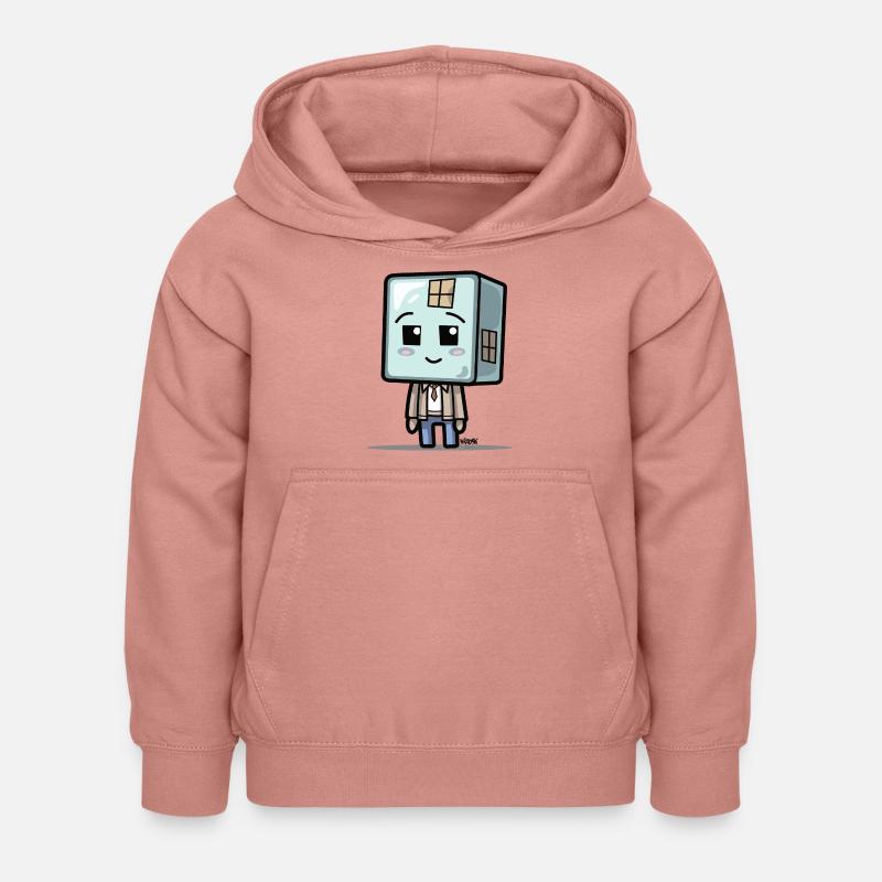 Cubeman - Sweat à capuche Enfant - rose poudré