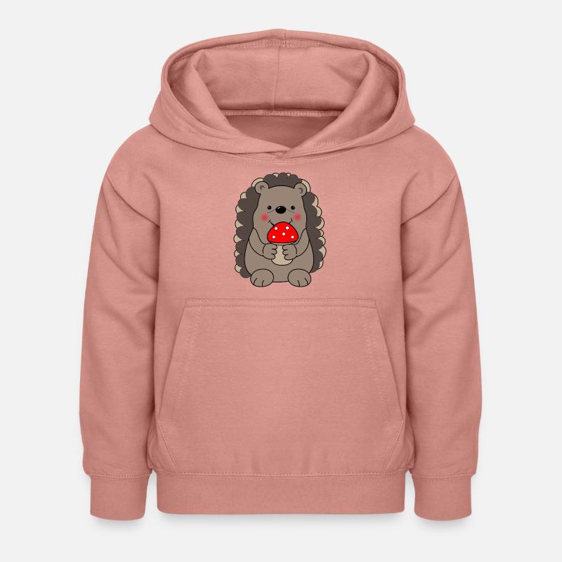 Hedgehog with toadstool - Kids Hoodie - dusky rose