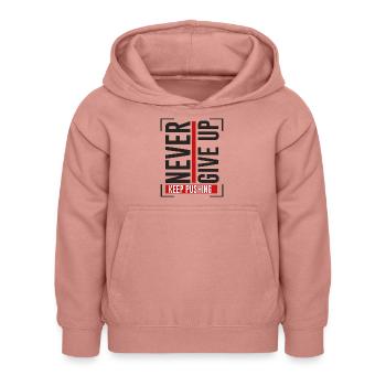 NEVER GIVE UP KEEP PUSHING - Kinder Hoodie - Altrosa - Vorne - AI Model Kid Female (0cm)