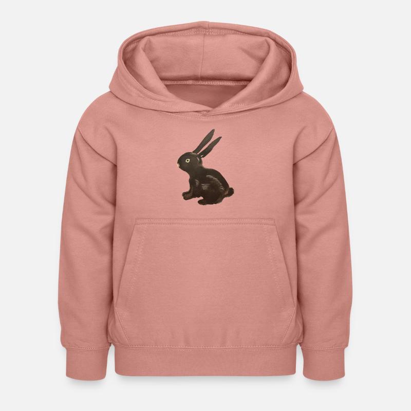 Lapin noir - Sweat à capuche Enfant - rose poudré