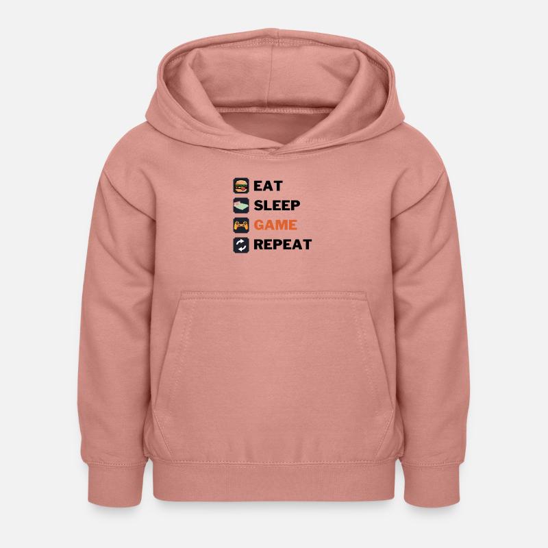 Mangez le jeu de sommeil répéter - Sweat à capuche Enfant - rose poudré