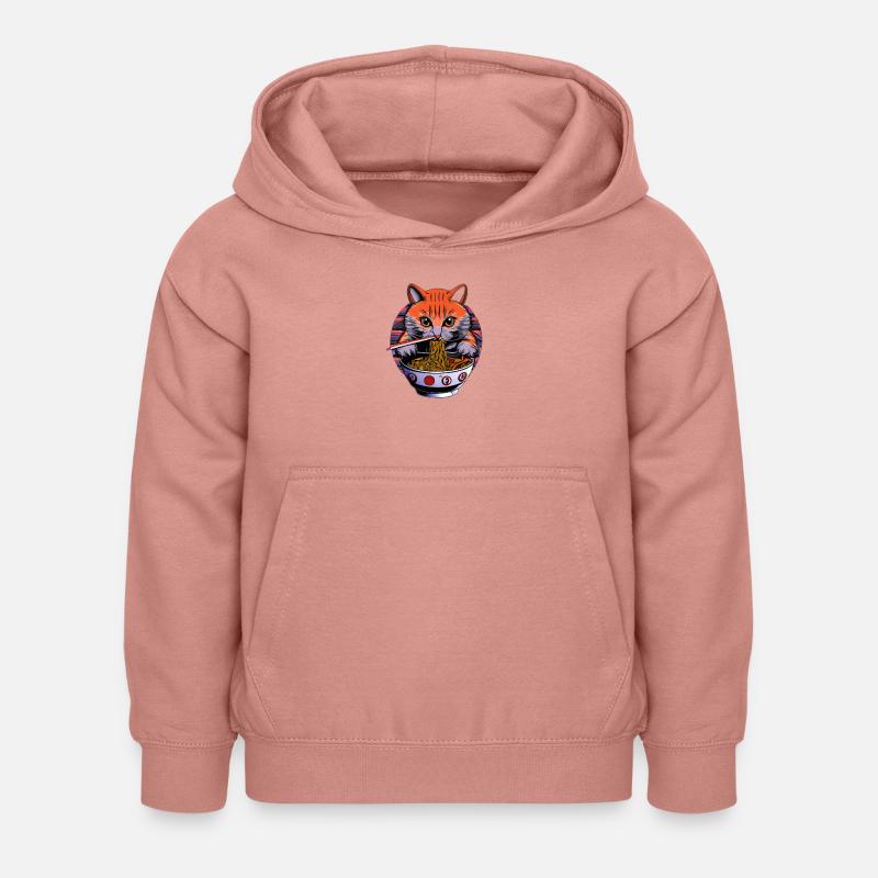 Le chat mignon aime la conception de nouilles ramen - Sweat à capuche Enfant - rose poudré