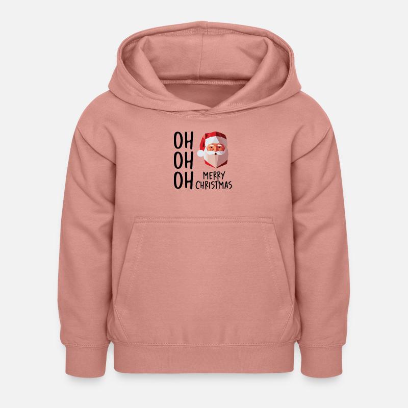 Père Noël Low Poly / Joyeux Noël - Sweat à capuche Enfant - rose poudré