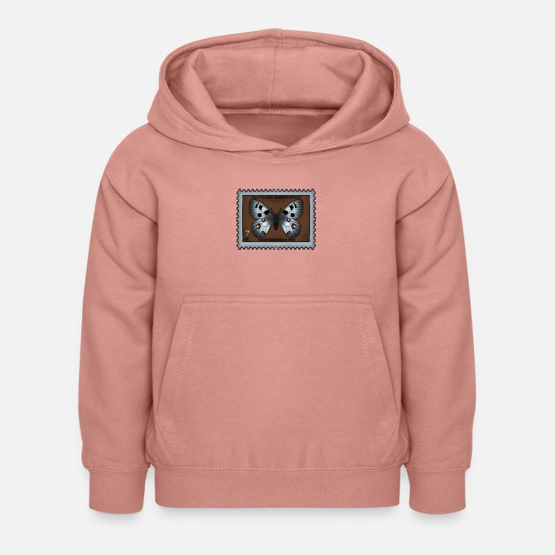 Timbre-poste papillon - Sweat à capuche Enfant - rose poudré