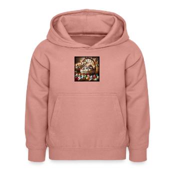 Un lapin mignon dans un panier - Sweat à capuche Enfant - rose poudré - Devant - AI Model Kid Female (0cm)