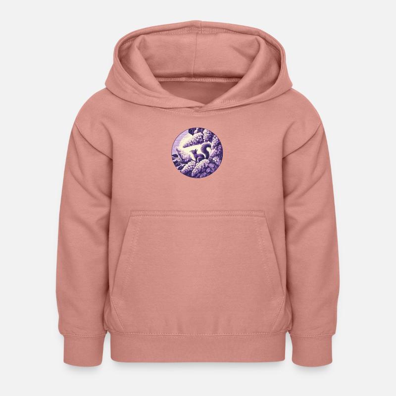 Flieder-Eichhörnchen-Kunst - Kinder Hoodie - Altrosa