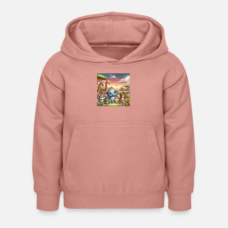 Éléphant mignon avec des amis - Sweat à capuche Enfant - rose poudré