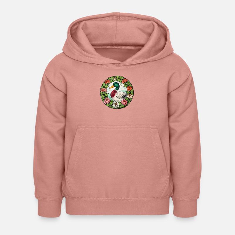 Canard rétro - Sweat à capuche Enfant - rose poudré