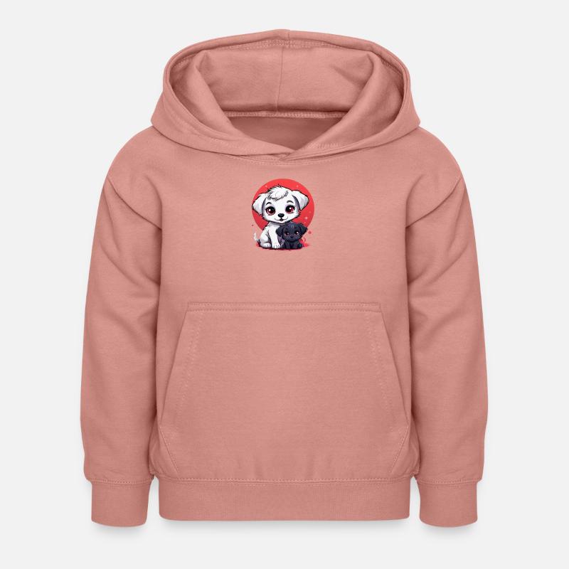 Deux petits chiots - Sweat à capuche Enfant - rose poudré