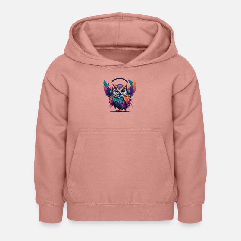 Kopfhörer Eule - Kinder Hoodie - Altrosa