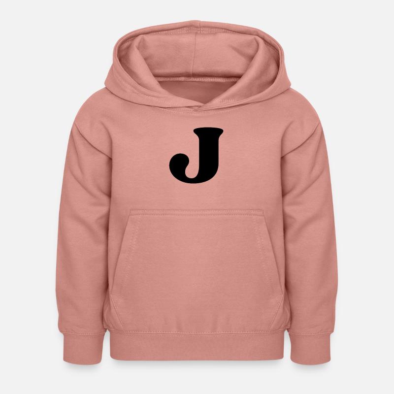 Lettre j - Sweat à capuche Enfant - rose poudré
